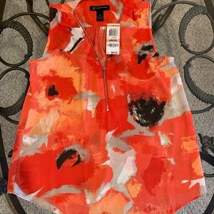 NWT INC Sleeveless Poppy Print Top